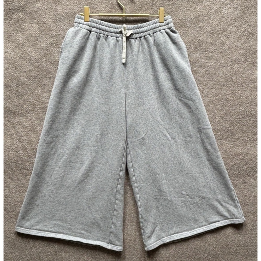 Nap Loungewear Sweatpants Women Medium Gray Relaxed Super Wide Leg Cropped EUC